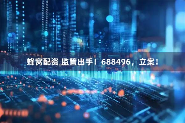 蜂窝配资 监管出手！688496，立案！